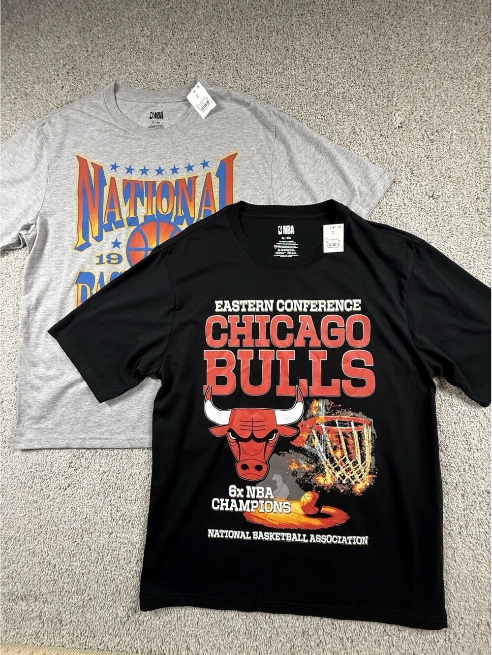 NWT NBA Chicago Bulls 2 Pack T Shirts Size XL Black and Gray